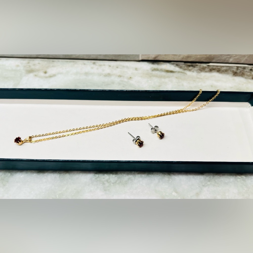 Ruby earrings and necklace set